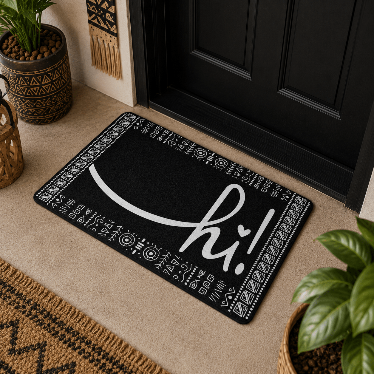 Black Afro Boho Hi Doormat - SANKTUARI DECOR