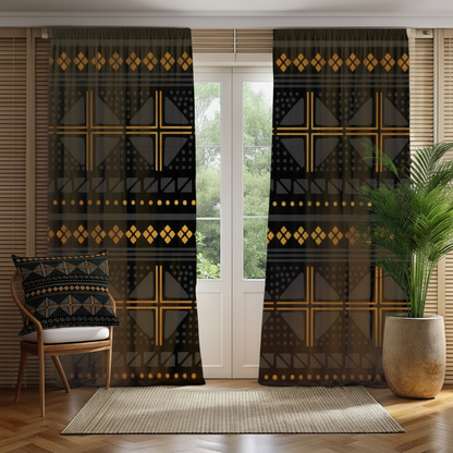 Black Gold Mud Cloth - Fixed Chair Pillows