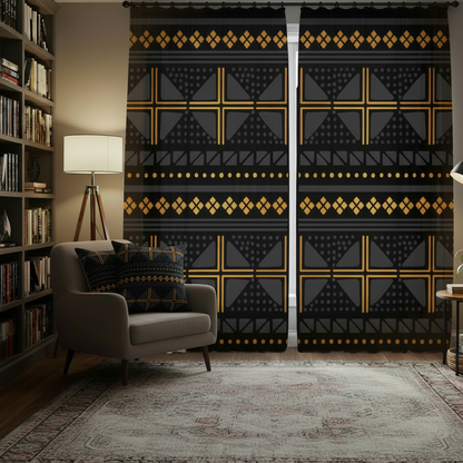 Black Gold Mud Cloth - Library Chair Pillows No Blanket