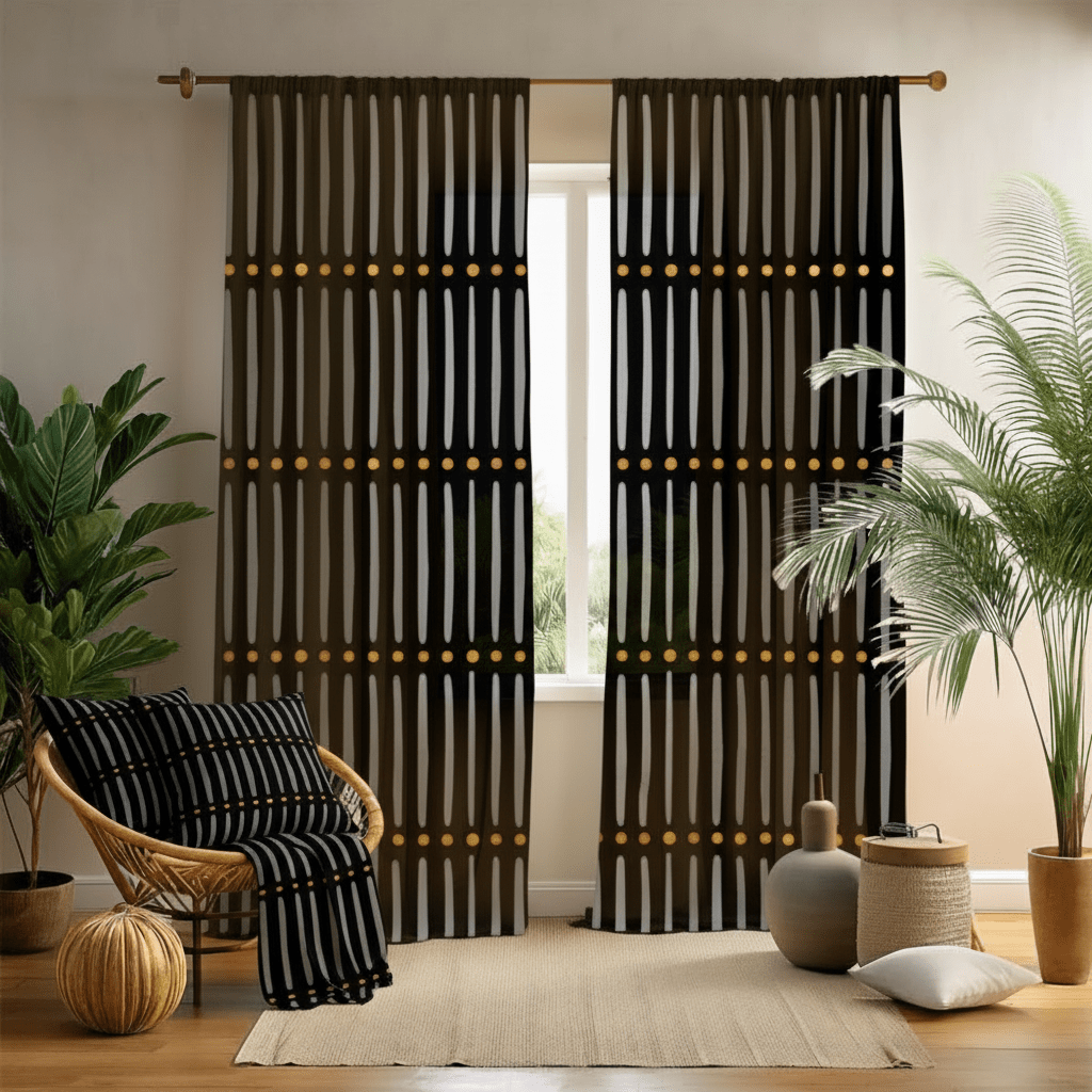 Black Gold Mudcloth Living Room Decor Set - SANKTUARI DECOR