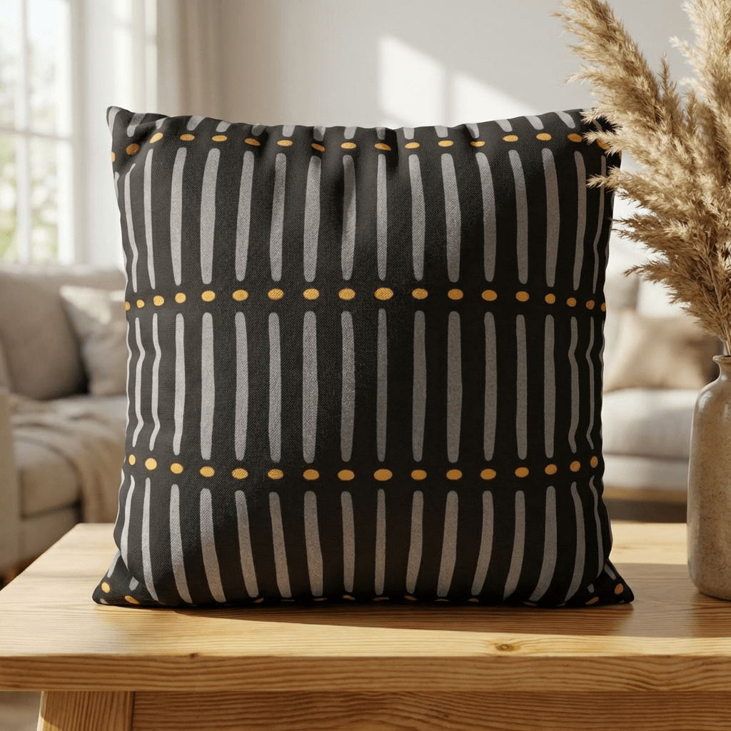 Black Gold Mudcloth Living Room Decor Set - SANKTUARI DECOR
