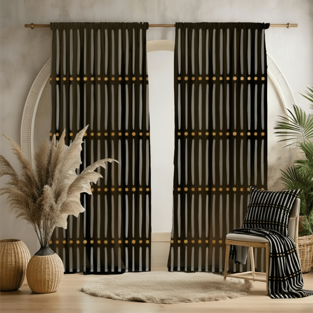 Black Gold Mudcloth Living Room Decor Set - SANKTUARI DECOR