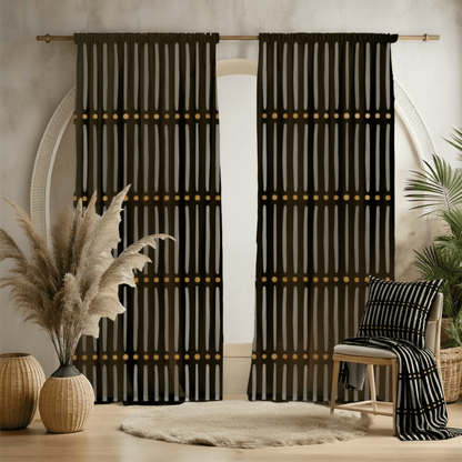 Black Gold Mudcloth Living Room Decor Set - SANKTUARI DECOR