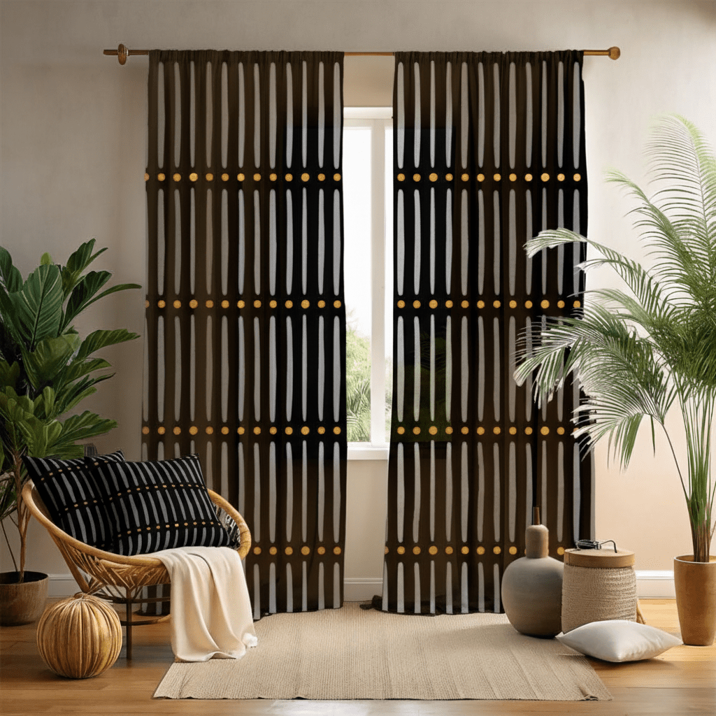 Black Gold Mudcloth Living Room Decor Set - SANKTUARI DECOR