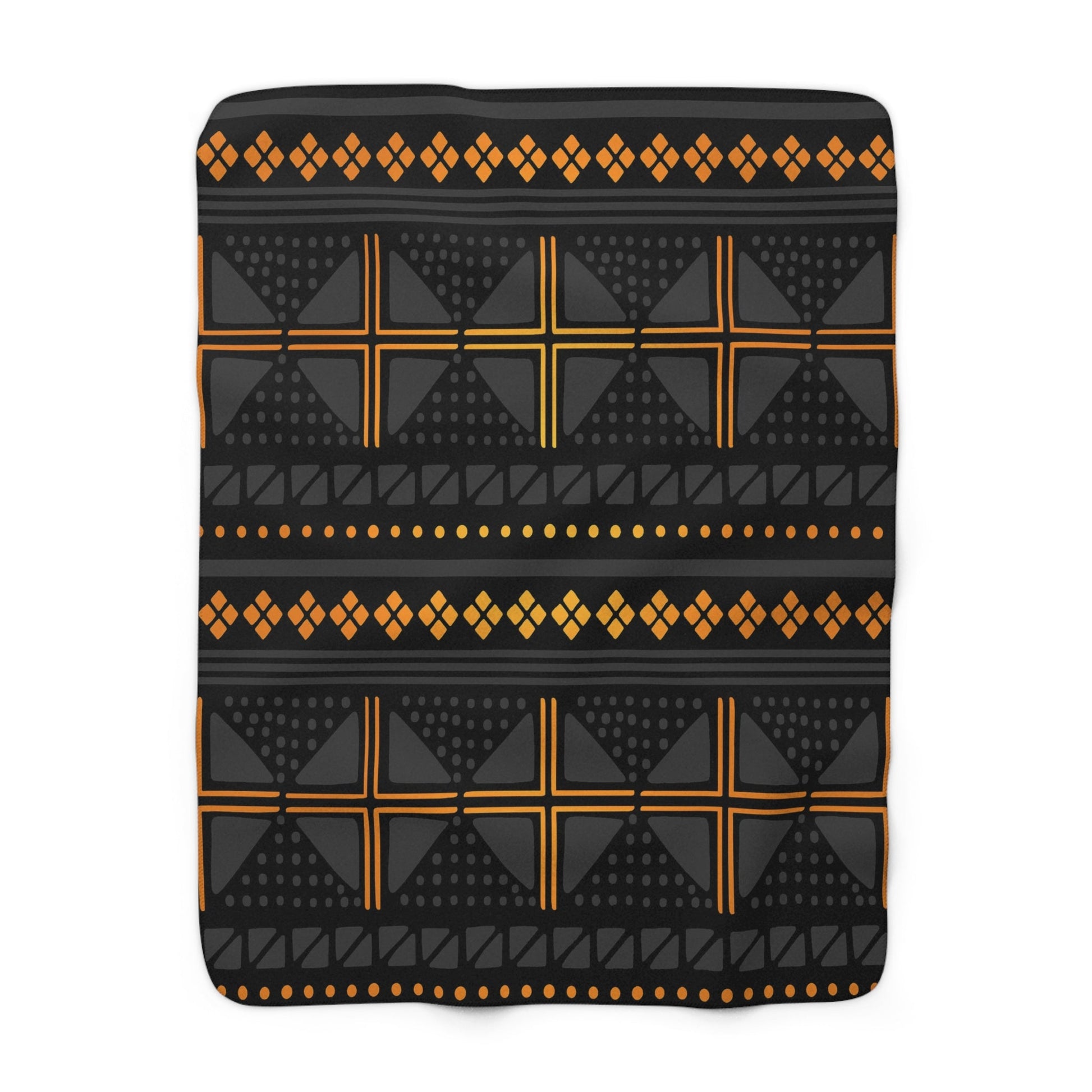 Black Gold Mudcloth Sherpa Blanket - SANKTUARI DECOR