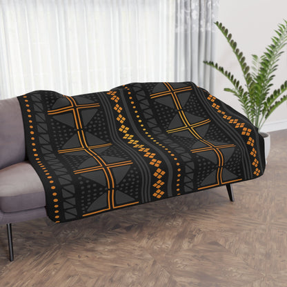 Black Gold Mudcloth Sherpa Blanket - SANKTUARI DECOR
