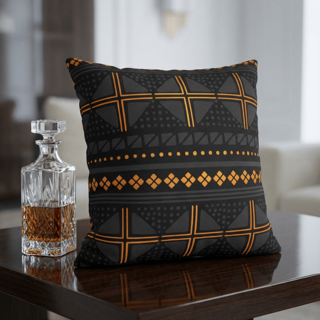 Black Gold Tribal Pillow Cover - SANKTUARI DECOR
