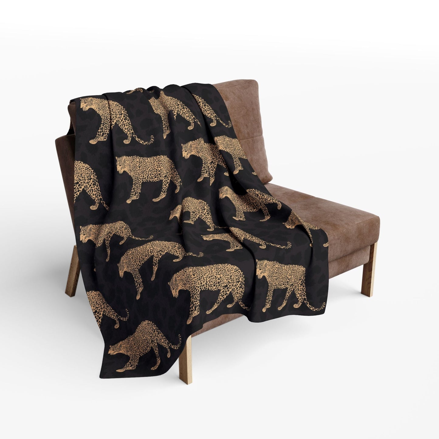 Black Leopard on Leopard Blanket - SANKTUARI DECOR