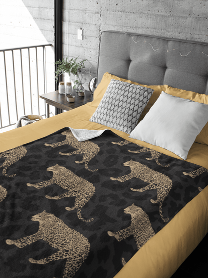 Black Leopard on Leopard Blankets - SANKTUARI DECOR