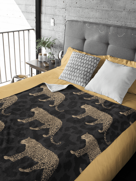 Black Leopard on Leopard Blankets - SANKTUARI DECOR