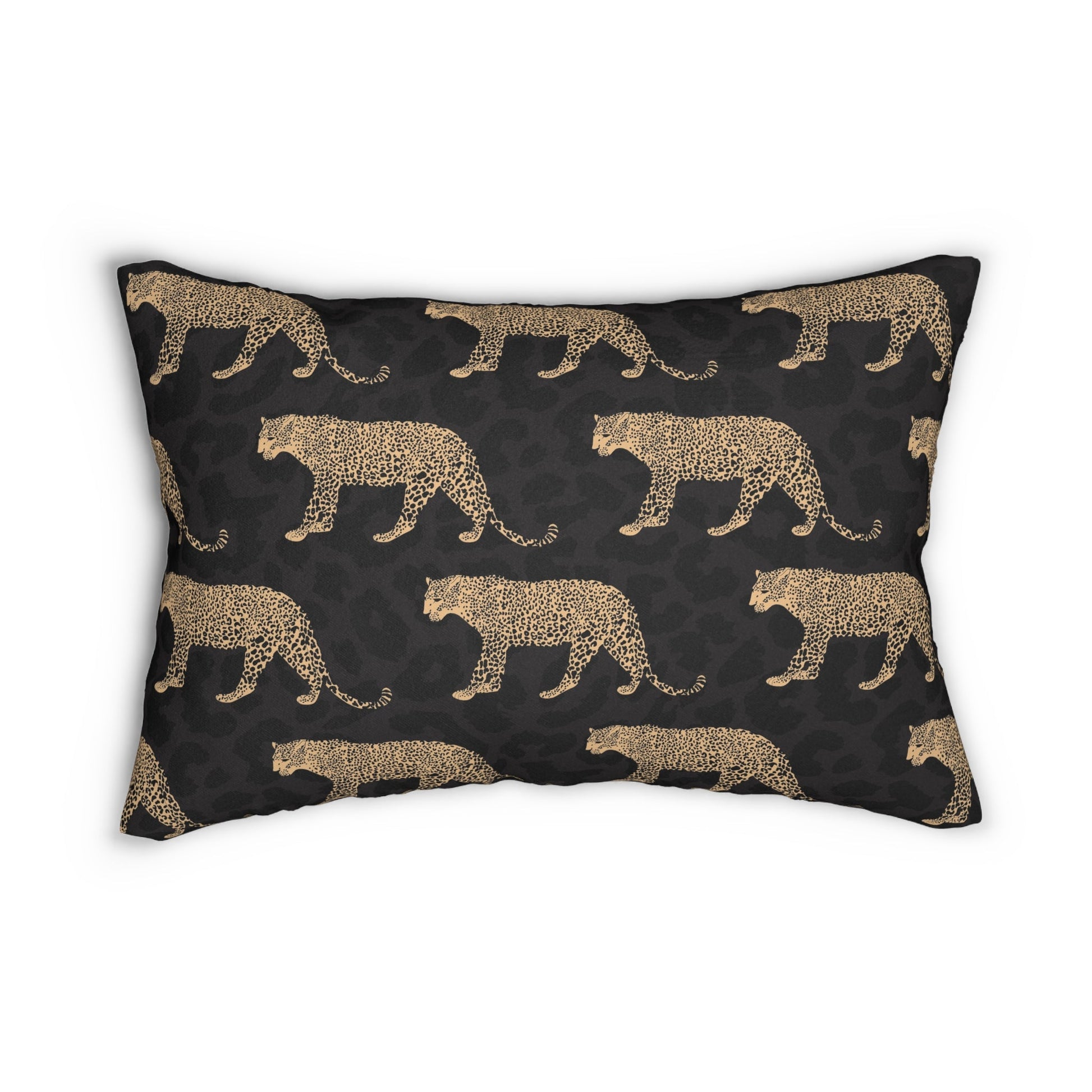 Black Leopard on Leopard Lumbar Pillow - SANKTUARI DECOR