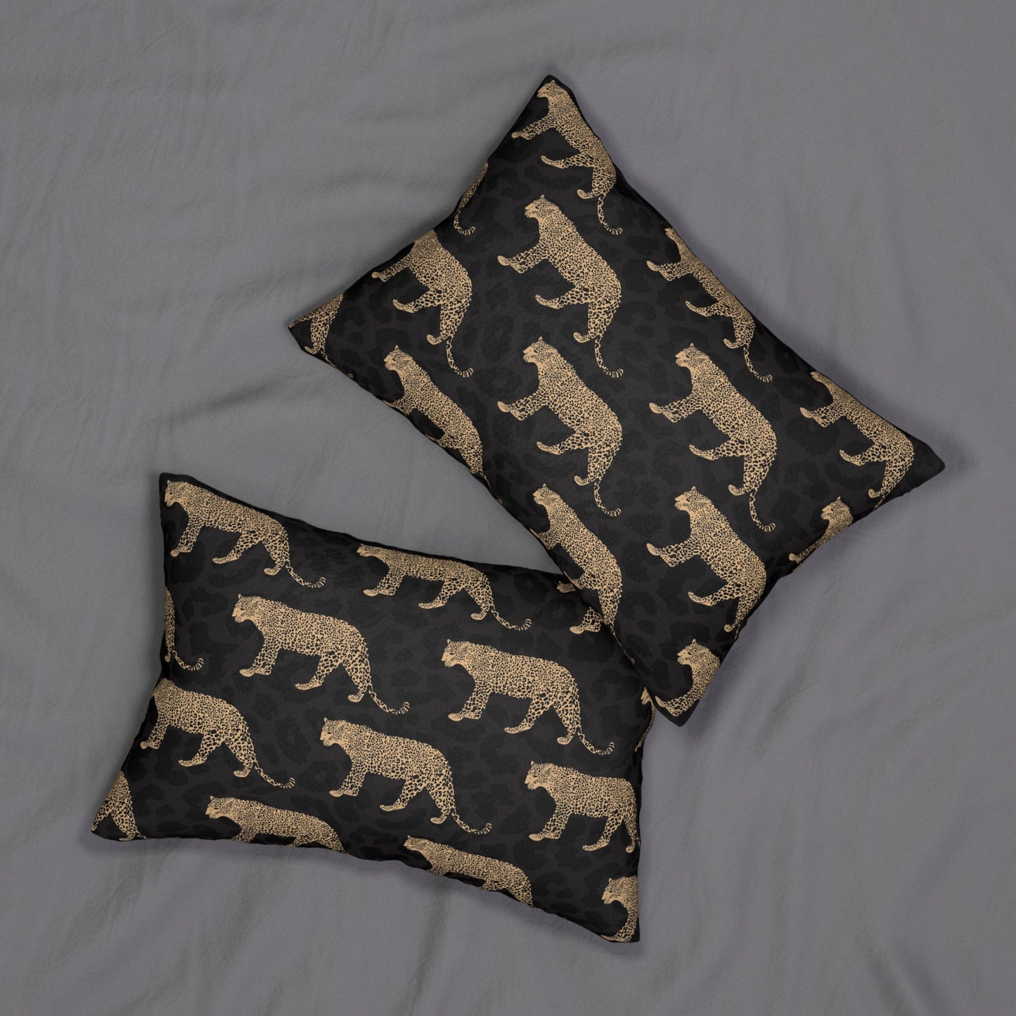 Black Leopard on Leopard Lumbar Pillow - SANKTUARI DECOR