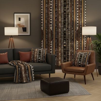 Bogolan Mud Cloth - Chair Pillow & Sofa Pillow + Blanket