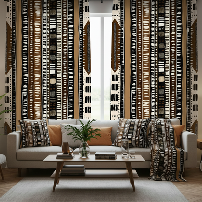 Bogolan Mud Cloth - Sofa Two Pillows & Blanket