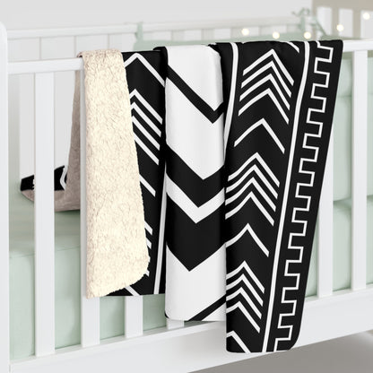 Bogolan Stripe Sherpa Blanket - SANKTUARI DECOR