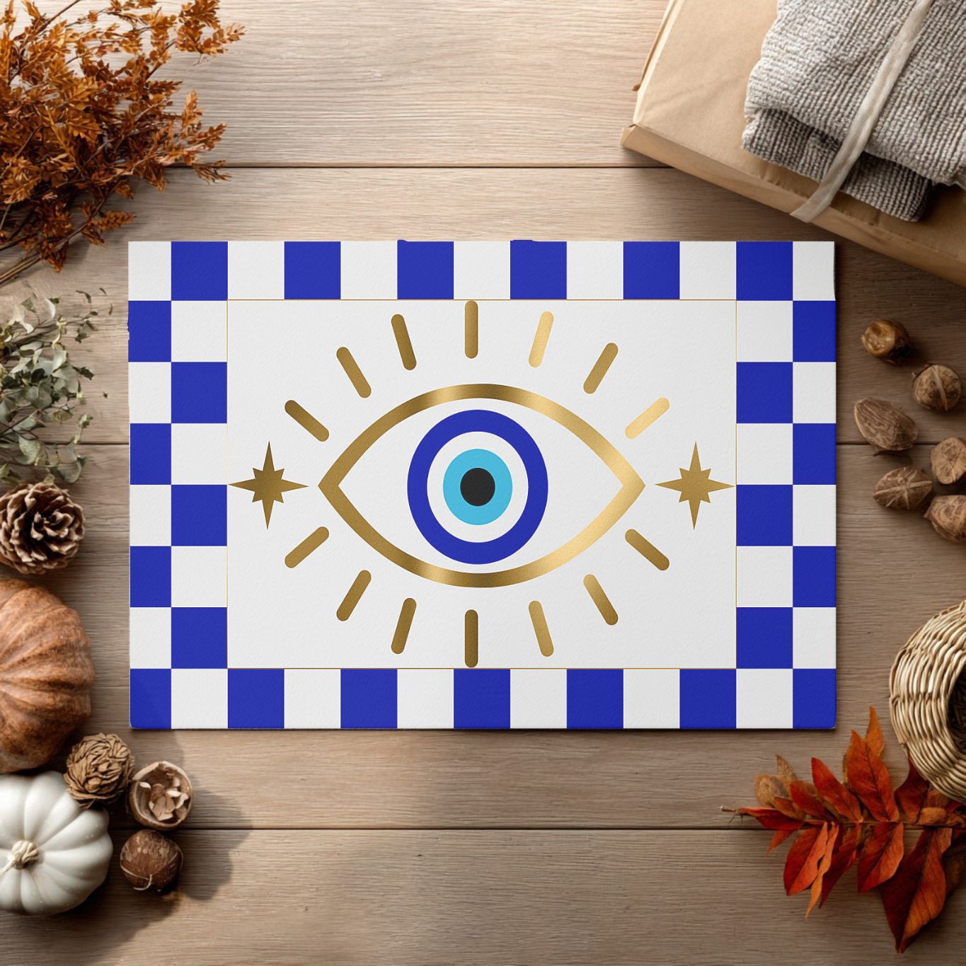 Checkered Evil Eye Doormat - SANKTUARI DECOR