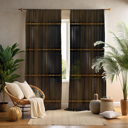 Black and gold mudcloth style curtains