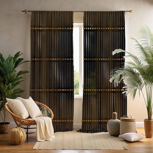 Black and gold mudcloth style curtains