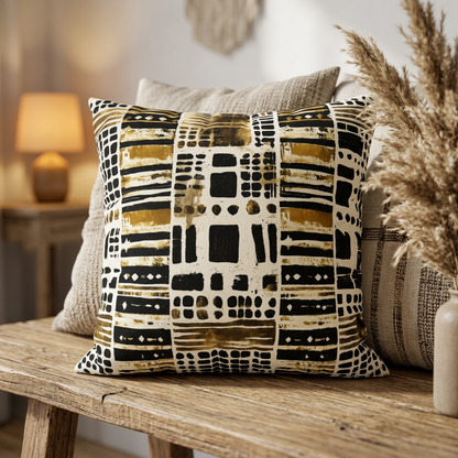 Abstract Mudcloth Pillow Cover