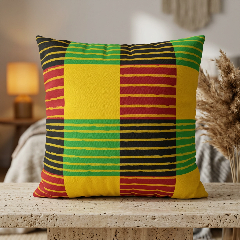 African-Inspired Plaid Accent Cushion