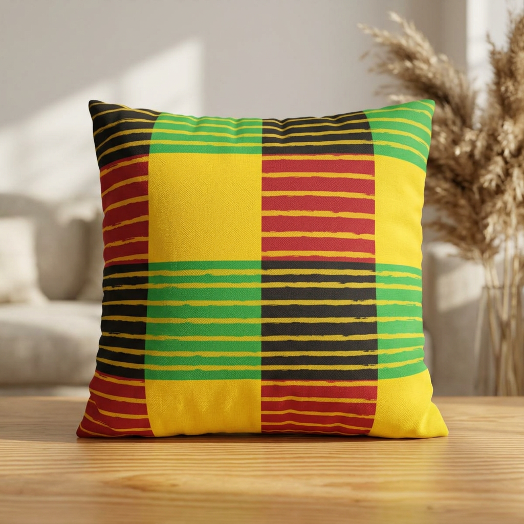 African-Inspired Plaid Accent Cushion