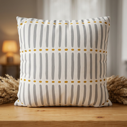 White Gold Mudcloth Pillow Cover