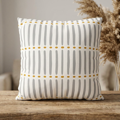 White Gold Mudcloth Pillow Cover