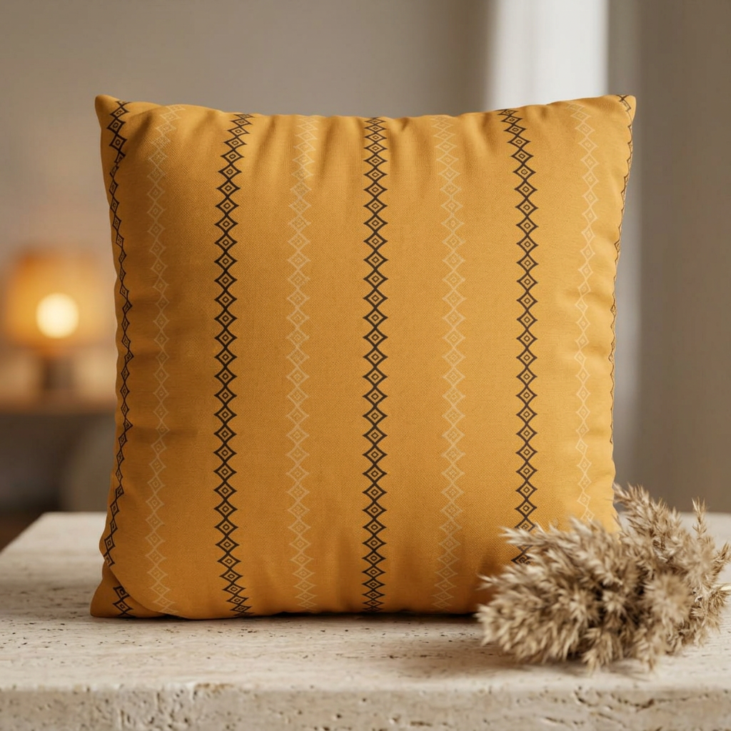 Gold Mudcloth Throw Pillow