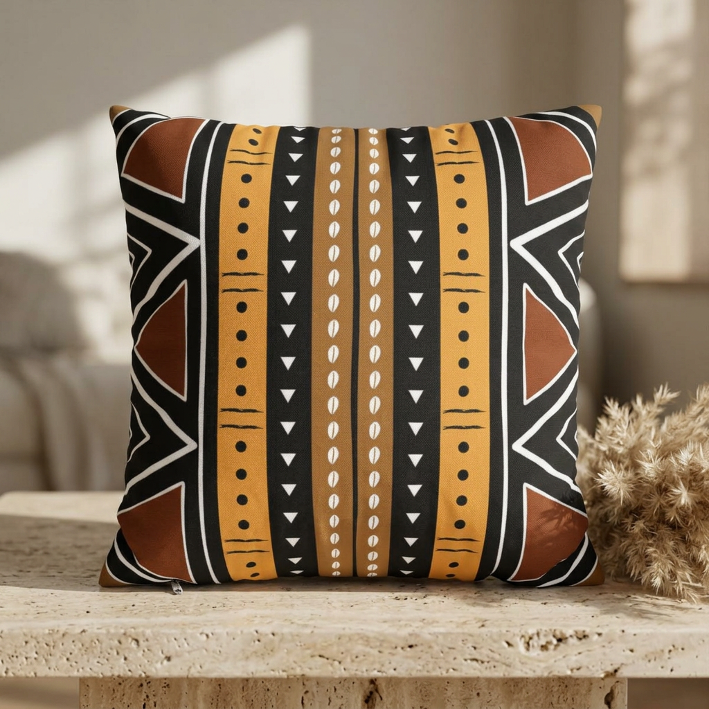 Tribal Mudcloth Pattern Pillow Cover