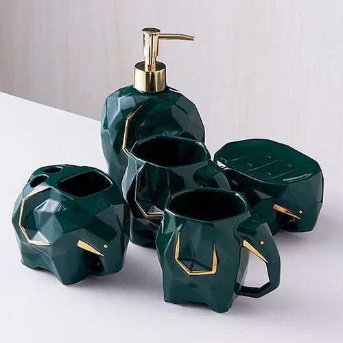 Elephant Shaped Bathroom Accessory Set - SANKTUARI DECOR