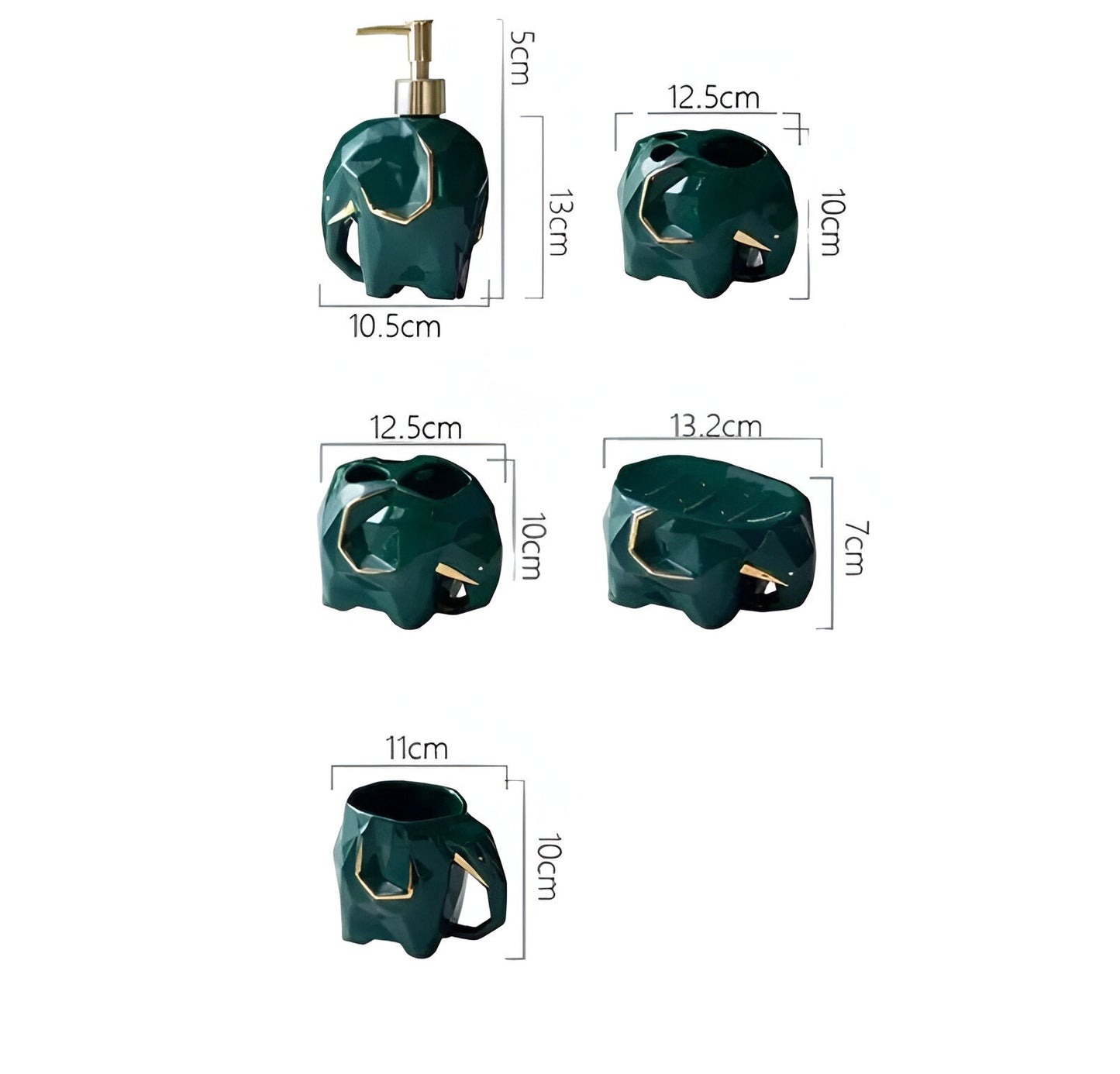 Elephant Shaped Bathroom Accessory Set - SANKTUARI DECOR