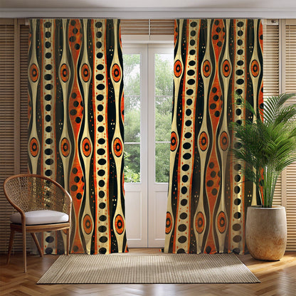 Geometric African window curtain panels