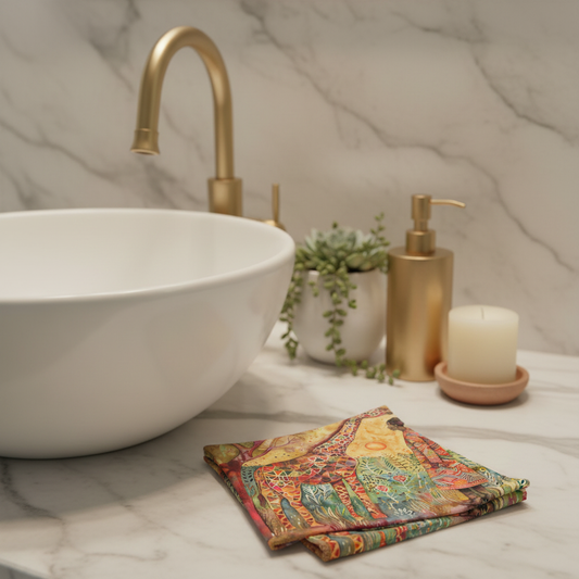 Face Towel Close-Up Sink Counter Boho Bathroom