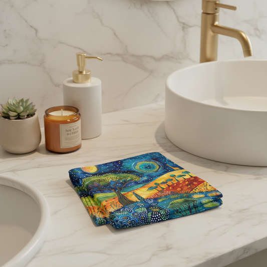 Face Towel Savanna Pattern Boho Bathroom