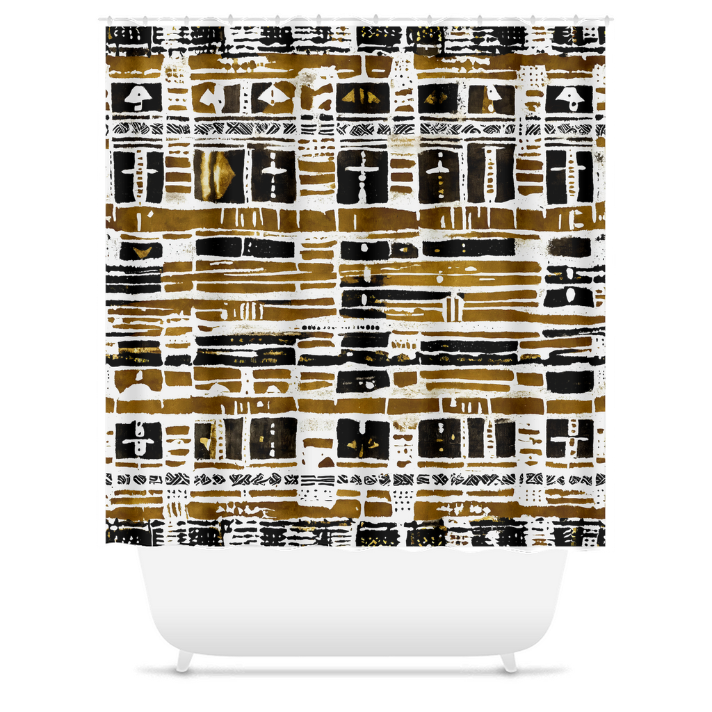 Bogolan Print Shower Curtain