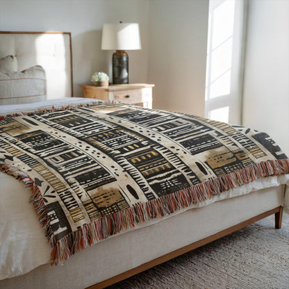Geometric African Print Woven Blanket - SANKTUARI DECOR