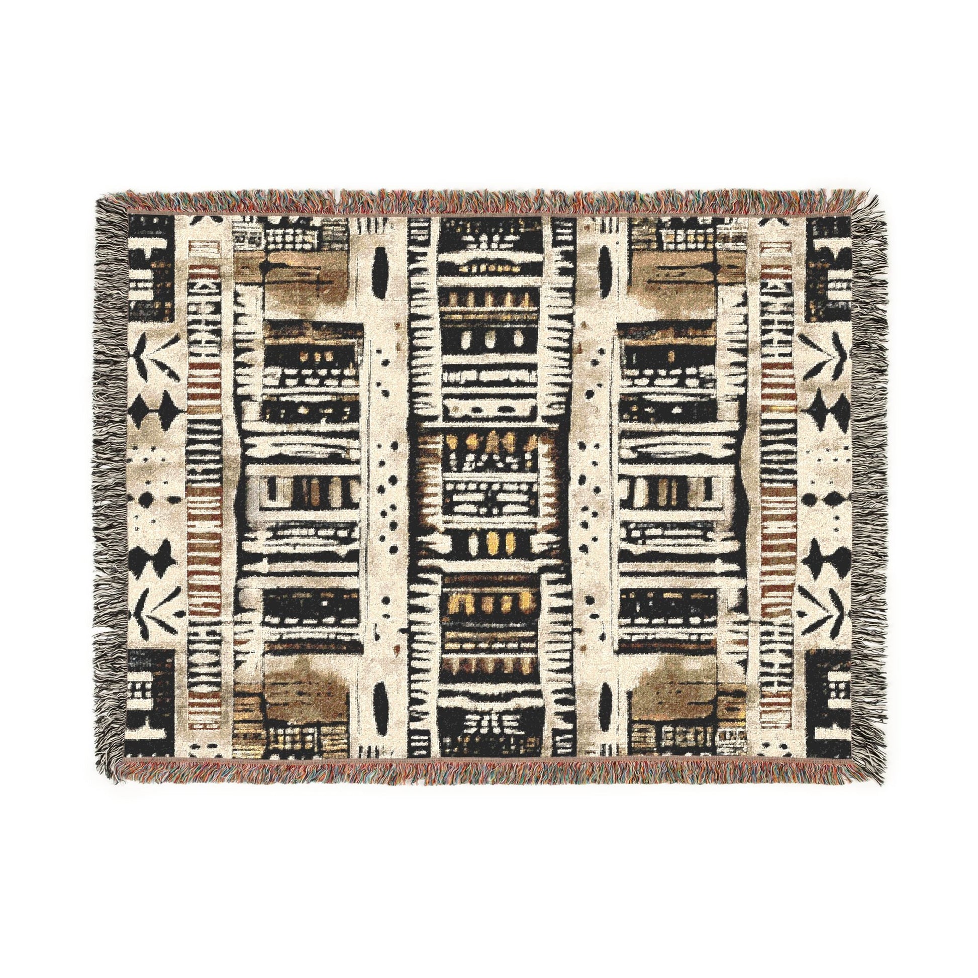 Geometric African Print Woven Blanket - SANKTUARI DECOR