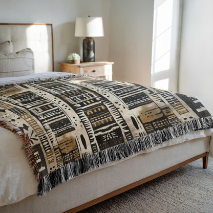 Geometric African Print Woven Blanket - SANKTUARI DECOR
