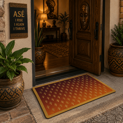 Gold Ankh Pattern Doormat | Egyptian Symbol Home Decor - SANKTUARI DECOR
