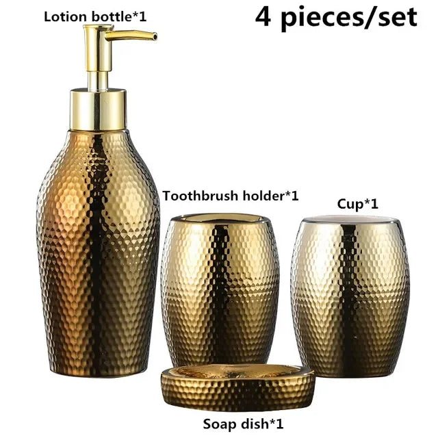 Gold Bathroom Accessory Set - SANKTUARI DECOR