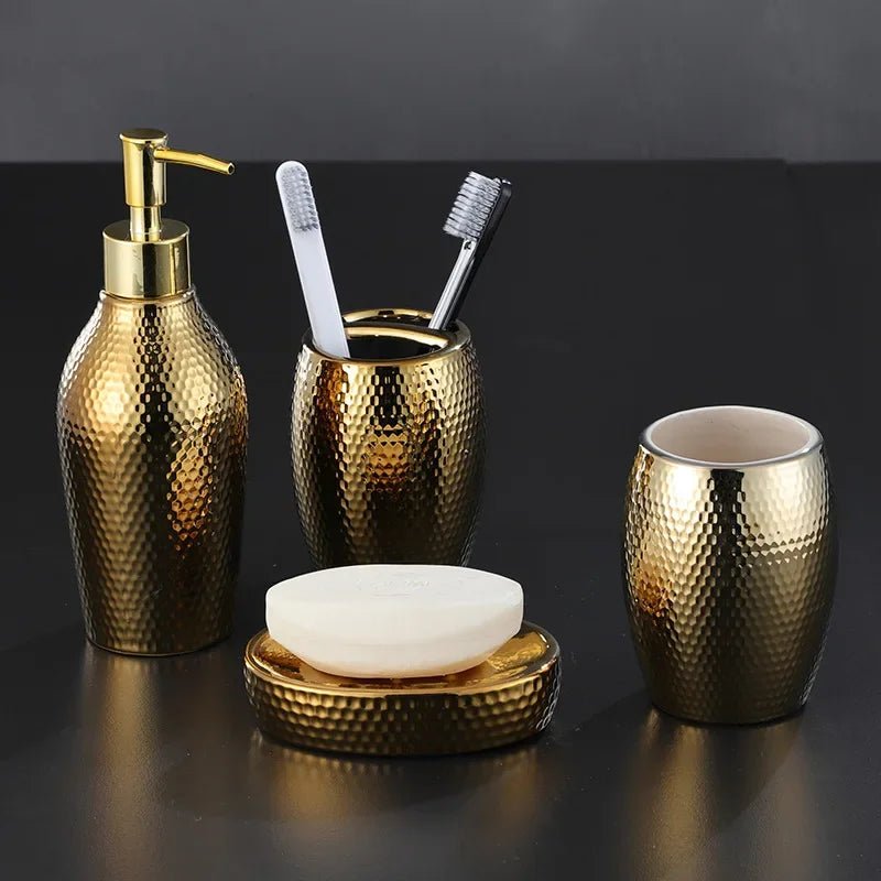 Gold Bathroom Accessory Set - SANKTUARI DECOR