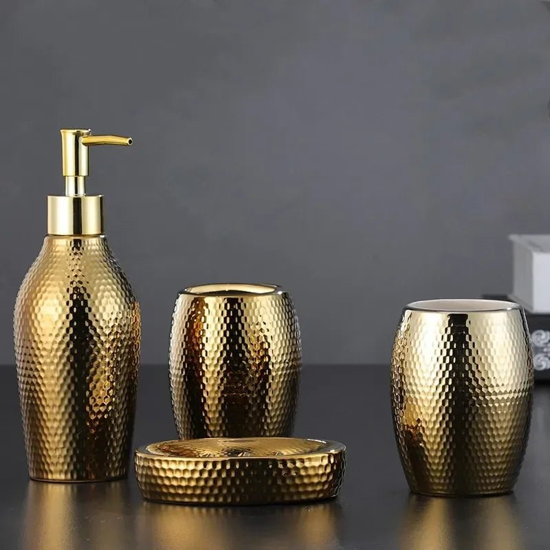 Gold Bathroom Accessory Set - SANKTUARI DECOR