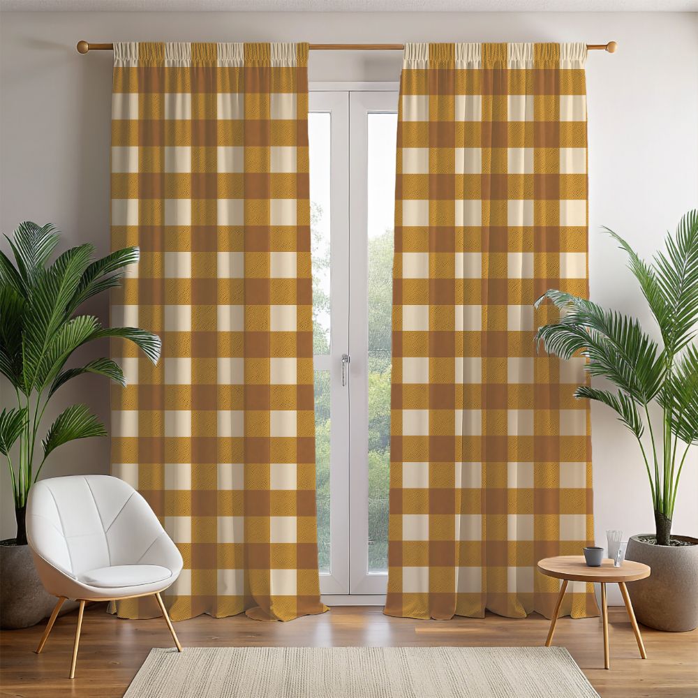 Gold Buffalo Plaid Curtains - SANKTUARI DECOR