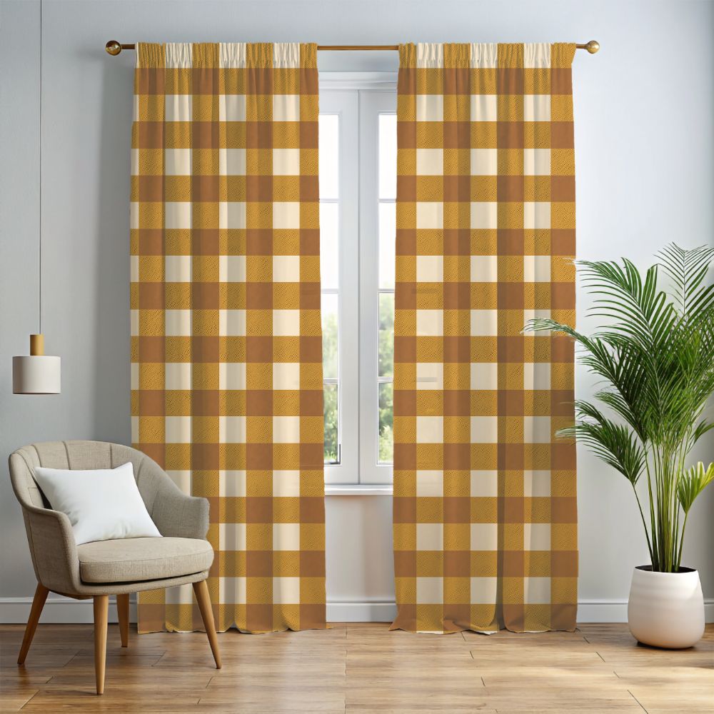 Gold Buffalo Plaid Curtains - SANKTUARI DECOR