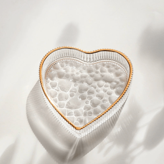 Gold Trim Heart - Shaped Glass Dish - SANKTUARI DECOR