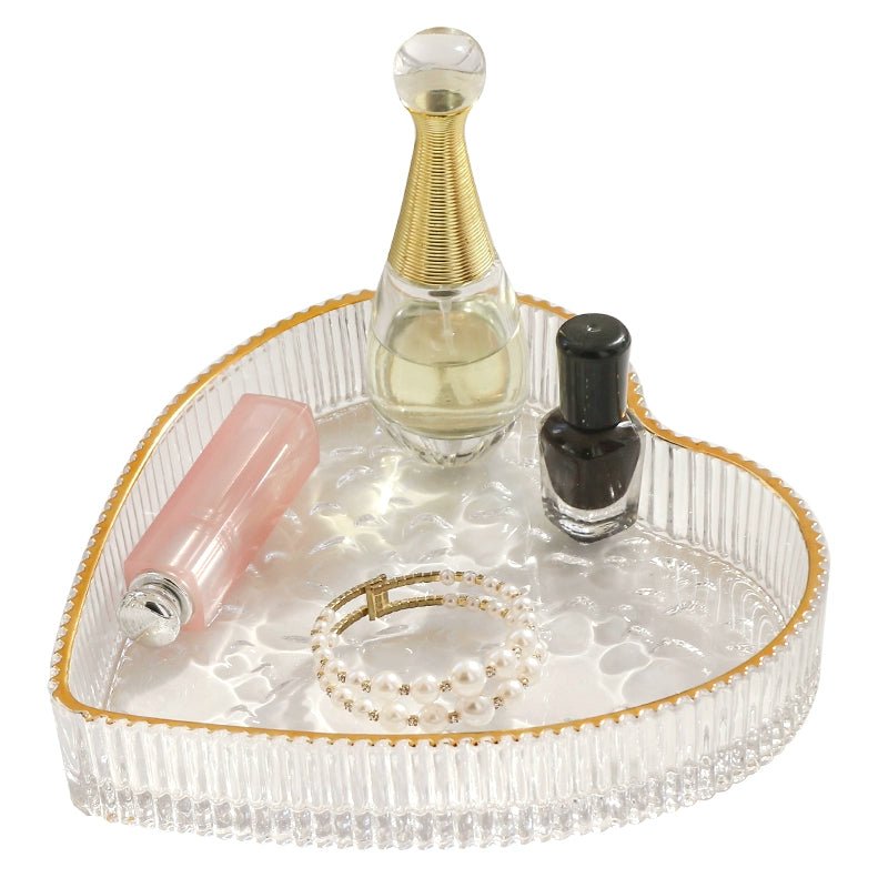 Gold Trim Heart - Shaped Glass Dish - SANKTUARI DECOR