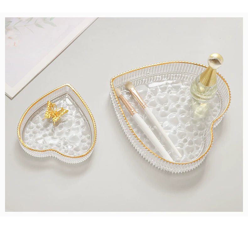 Gold Trim Heart - Shaped Glass Dish - SANKTUARI DECOR