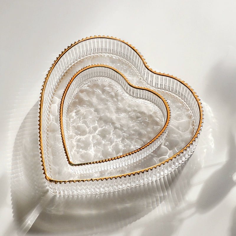 Gold Trim Heart - Shaped Glass Dish - SANKTUARI DECOR