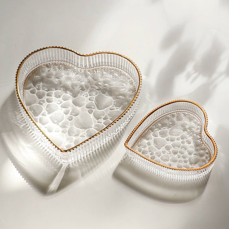 Gold Trim Heart - Shaped Glass Dish - SANKTUARI DECOR