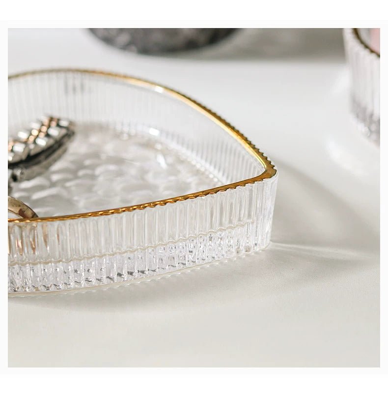 Gold Trim Heart - Shaped Glass Dish - SANKTUARI DECOR